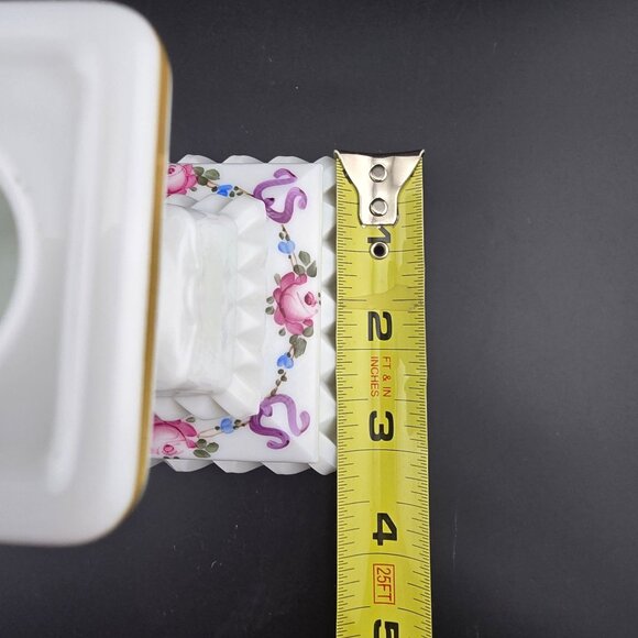 Westmoreland Milk Glass Hand-Painted Floral Candlestick Holders READ - Picture 6 of 7